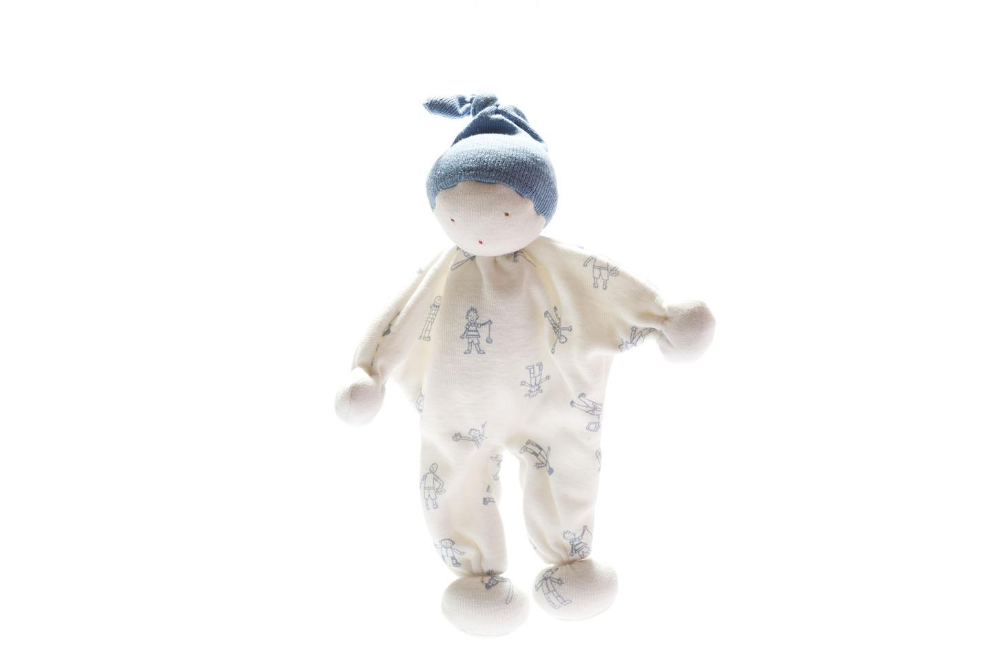 Organic Cotton Baby Comforter Little Blue Folk Design